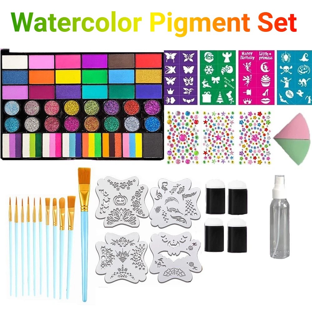 Watercolor Paint Set Solid Pigment - 42色水彩絵の具セット 鮮やかな色の固形顔料水彩顔料セット マルチカラーステンシル