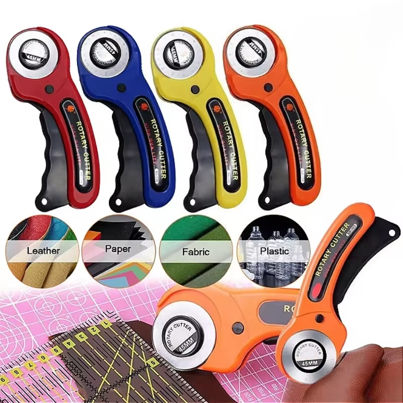 Rotary Cutter For Fabric 45Mm - 45 ミリメートルローラーホイールナイフ布切断ナイフ革紙生地クラフト生地切断ツールロータリーカッター DIY 縫製アクセサリー