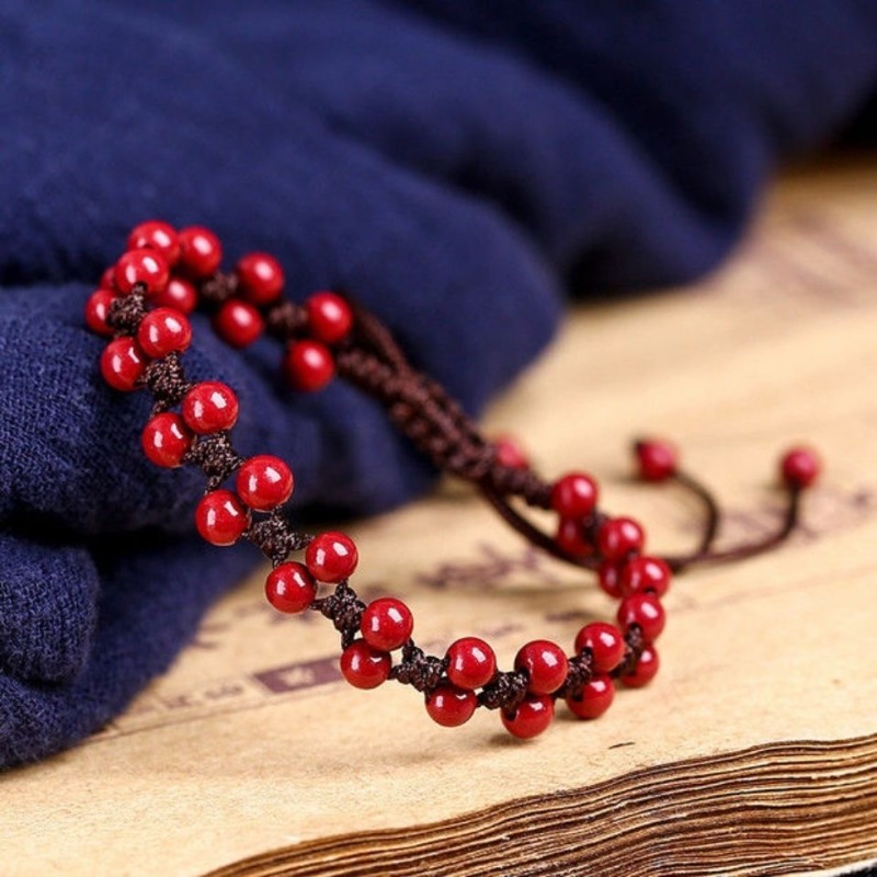 Beading - 男性と女性のための美しい天然の赤いブレスレット,手作りのジュエリー,ファッショナブルな翡翠,直径6mm,新しいコレクション