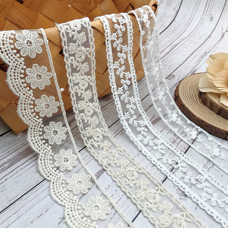 Cotton Embroidery Thread Skeins - 3 ヤード/ロット刺繍ホワイトベージュ綿糸チュールレース生地ブティックベルトベビードレススカートアクセサリー