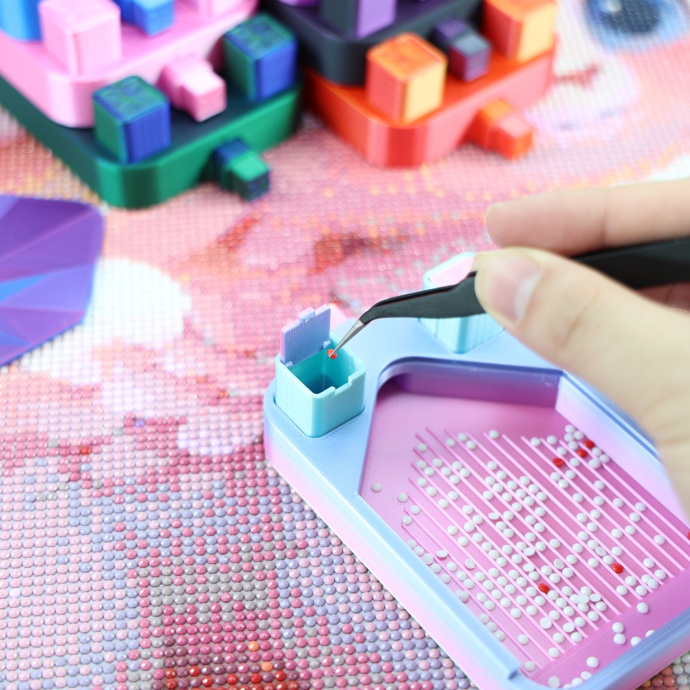 Painting Supplies - マルチカラーダイヤモンドペインティングトレイ（ゴミ箱2個付き）、ダイヤモンドアート収納ビーズトレイツールアクセサリー、必須DIY用品