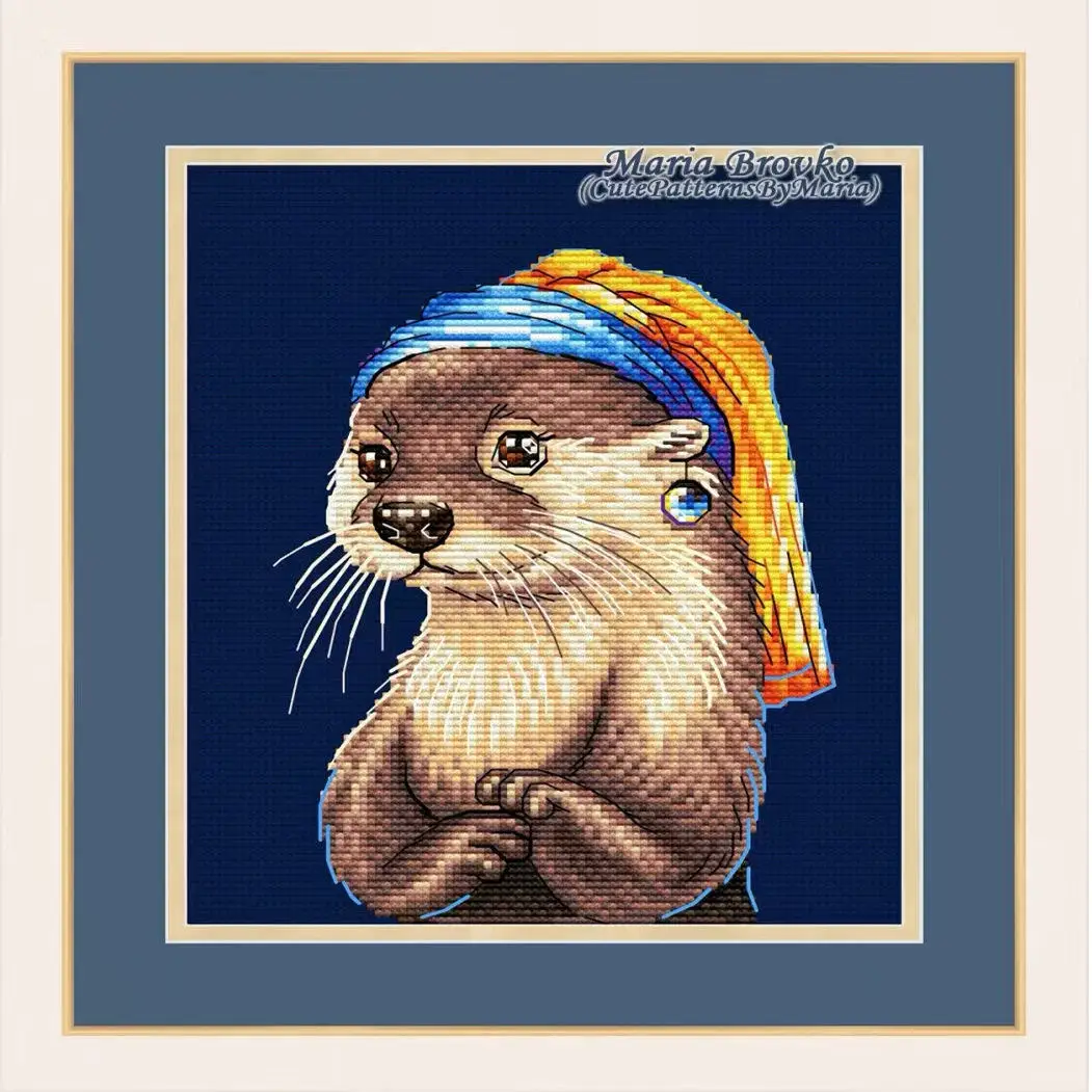 [CC4223-真珠のイヤリングをつけたカワウソ] 初心者向 - Cross Stitch Stamped Kits Beginners のレビューと価格