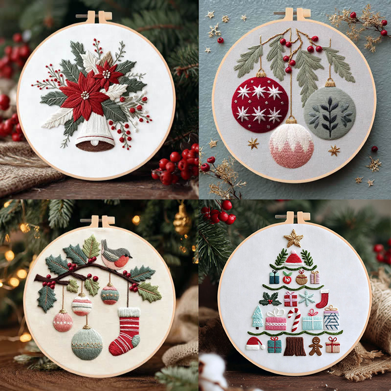 DIY刺繍 クリスマスツリー フラワーリース 冬の雪布 フー - Embroidery のレビューと価格