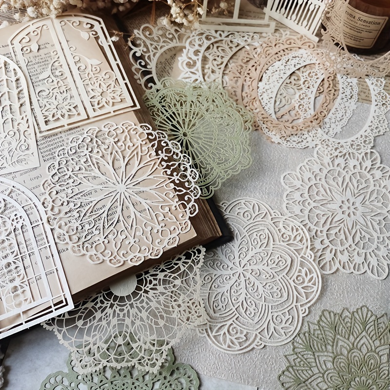 10 個ヴィンテージレース中空素材紙蝶クラフト紙ジャンクジャ - Vintage Junk Journal Scrapbooking Paper のレビューと価格