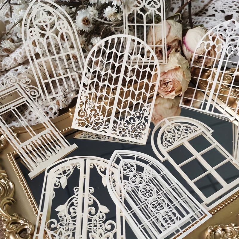 10 個ヴィンテージレース中空素材紙蝶クラフト紙ジャンクジャ - Vintage Junk Journal Scrapbooking Paper のレビューと価格