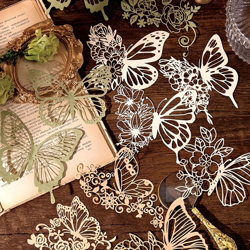 10 個ヴィンテージレース中空素材紙蝶クラフト紙ジャンクジャ - Vintage Junk Journal Scrapbooking Paper のレビューと価格