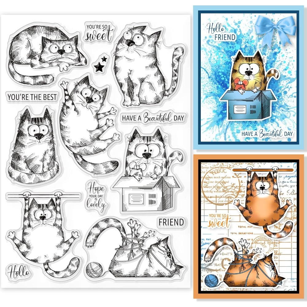 透明なシリコンゴムスタンプ、素敵な猫のアザラシ、願いの言葉、 - Clear Silicone Stamps For Card Making のレビューと価格