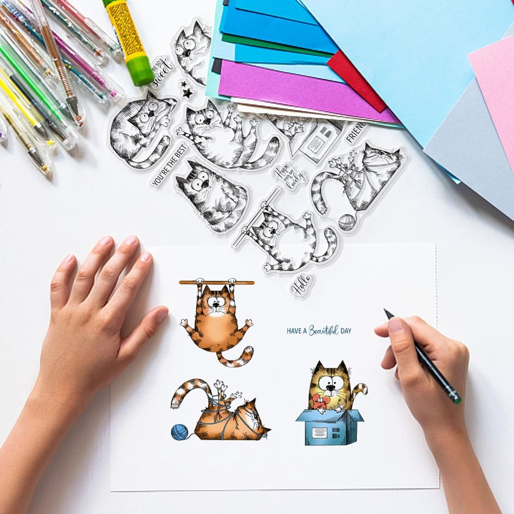 透明なシリコンゴムスタンプ、素敵な猫のアザラシ、願いの言葉、 - Clear Silicone Stamps For Card Making のレビューと価格