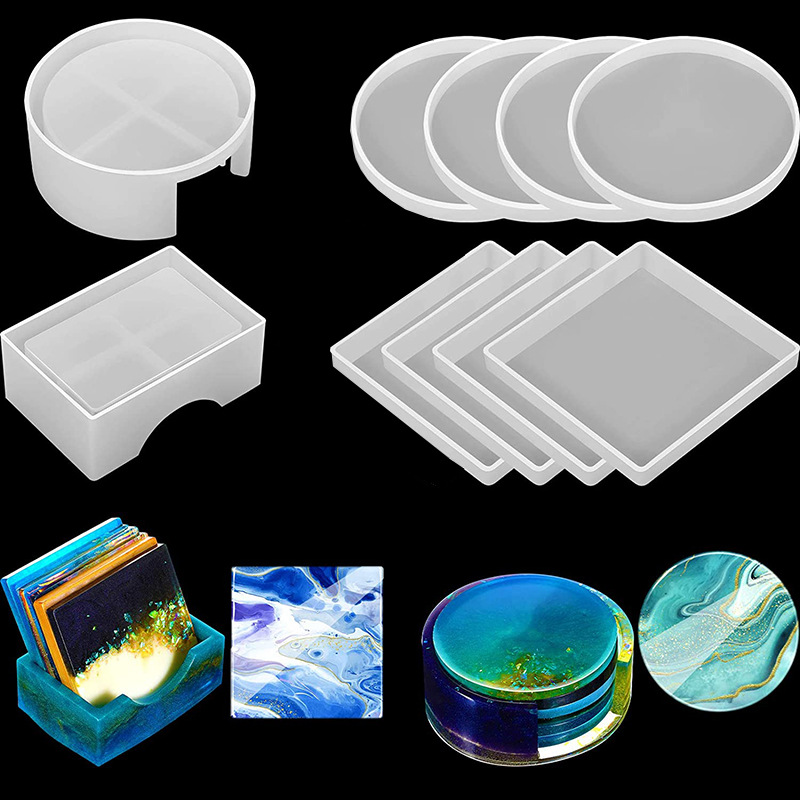 5個/セット DIY エポキシ樹脂カップコースター作成用シリ - Silicone Epoxy Resin Molds Set のレビューと価格