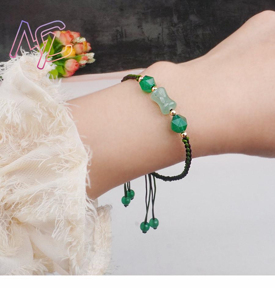 グリーンナチュラルジェイドビーズブレスレットファッションギフ - Beading のレビューと価格
