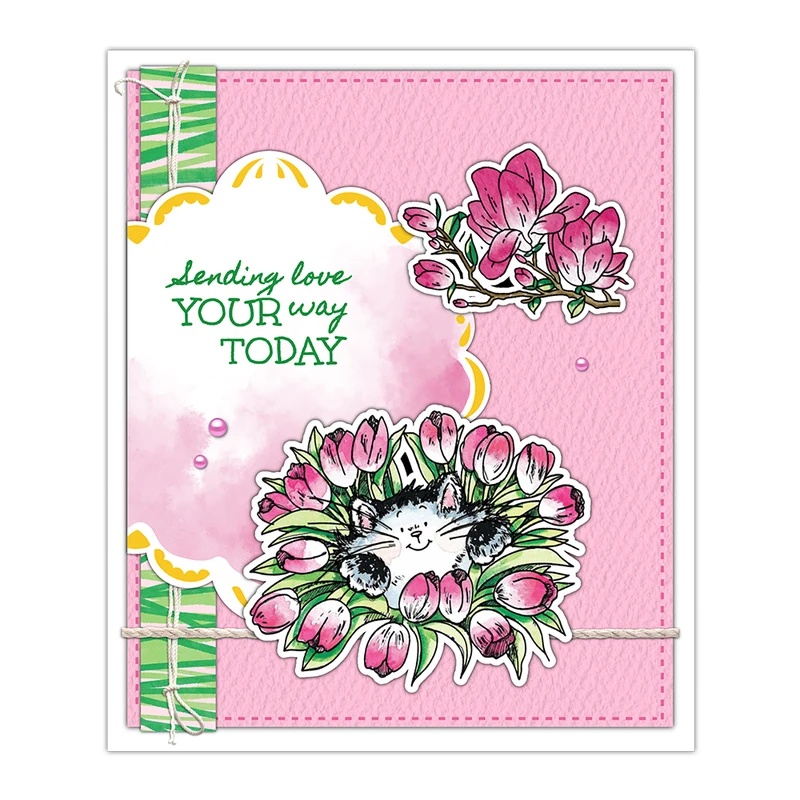 サンクラフト キュートな子猫と花柄クリアスタンプ DIY ス - Clear Silicone Stamps For Card Making のレビューと価格