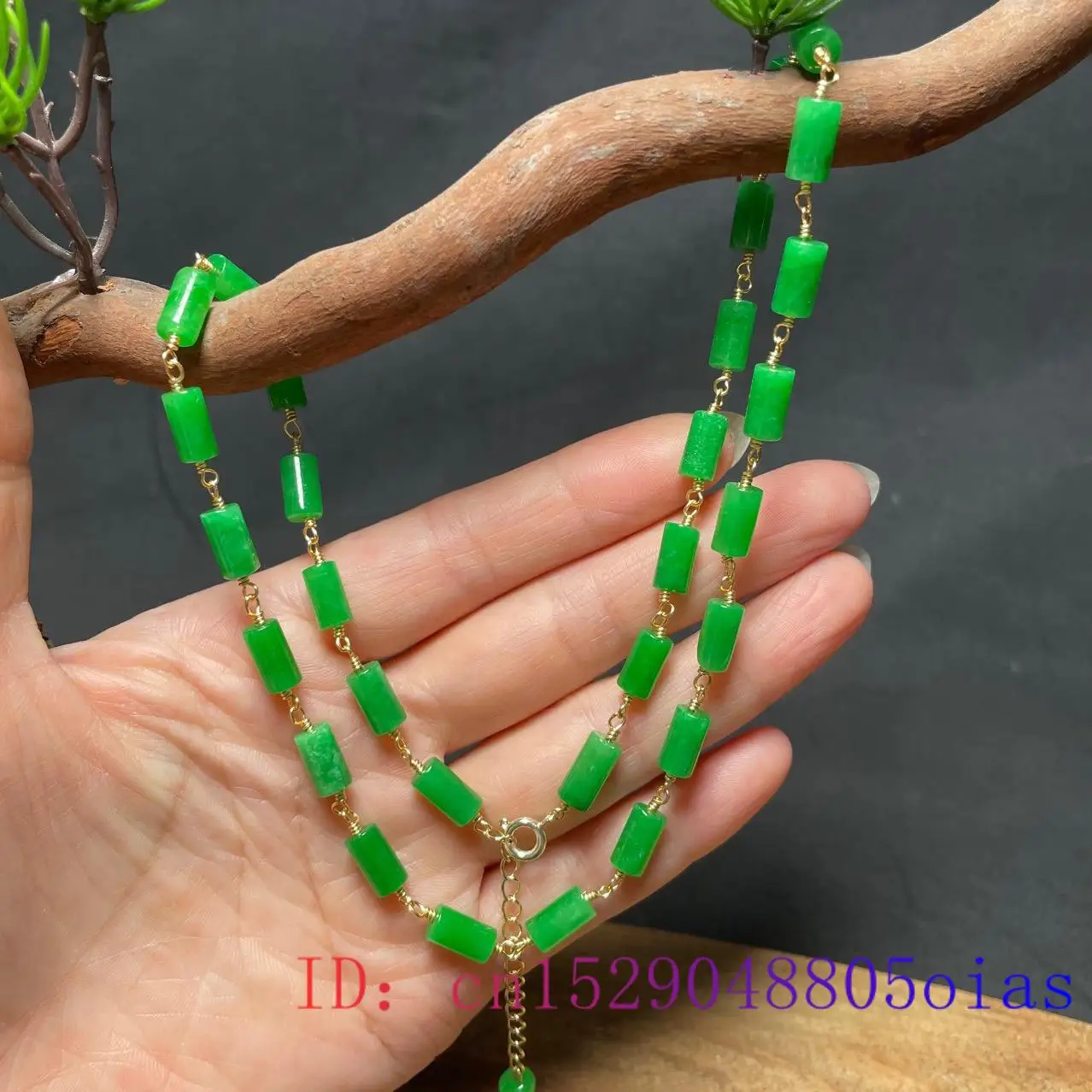 グリーン翡翠ビーズネックレスヴィンテージラッキージュエリース - Beading のレビューと価格