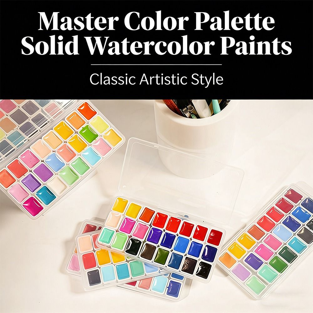 24 色水彩絵の具セット プラスチック製 各色 1ml アク - Watercolor Paint Set Solid Pigment のレビューと価格