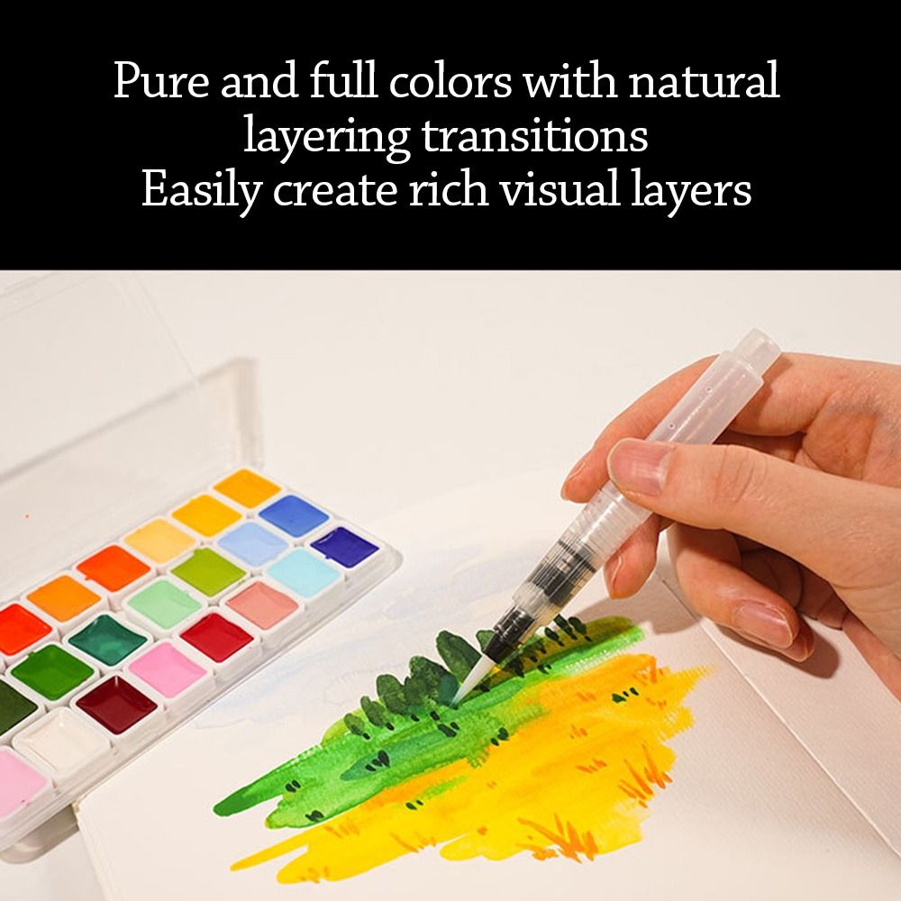 24 色水彩絵の具セット プラスチック製 各色 1ml アク - Watercolor Paint Set Solid Pigment のレビューと価格