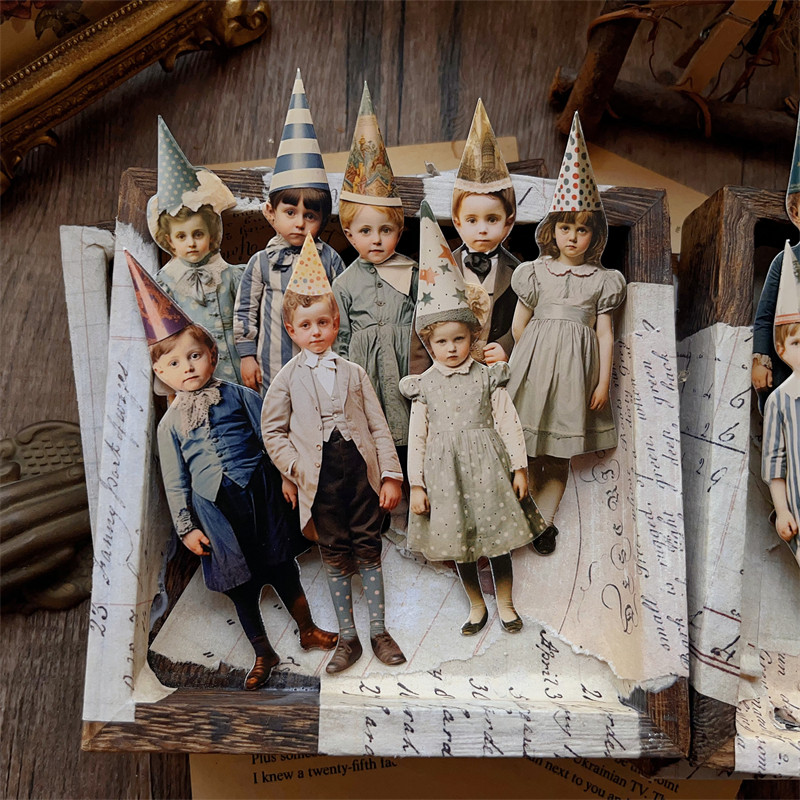15 個ヴィンテージピエロパーティー子供紙人形カードストック - Vintage Junk Journal Scrapbooking Paper のレビューと価格