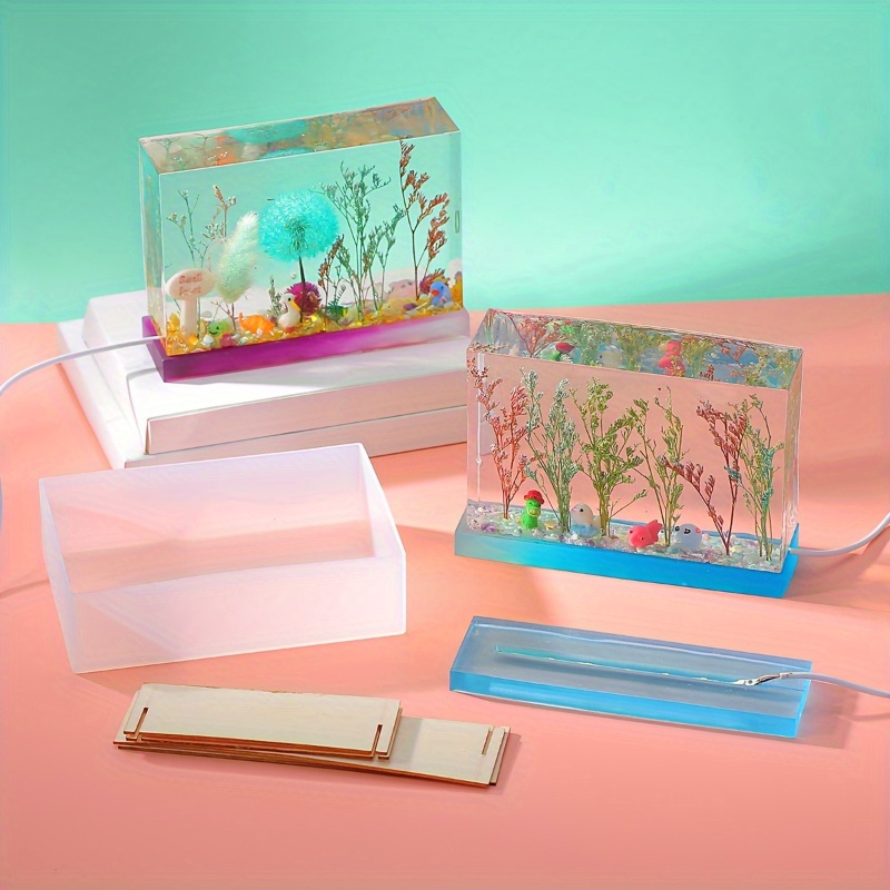 底板とスタンド付きの長方形シリコンモールド6個セット。エポキ - Silicone Epoxy Resin Molds Set のレビューと価格