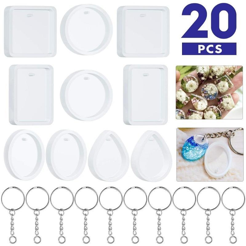 20個入り DIY キーホルダーペンダント用 シリコンモール - Silicone Epoxy Resin Molds Set のレビューと価格