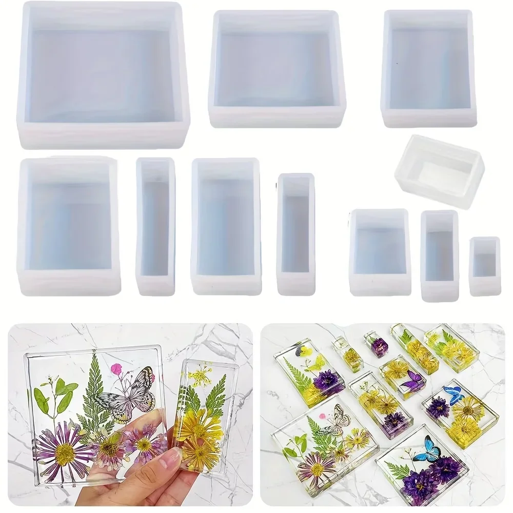 11 ピース/セットエポキシ樹脂シリコンモールドキット正方形 - Silicone Epoxy Resin Molds Set のレビューと価格
