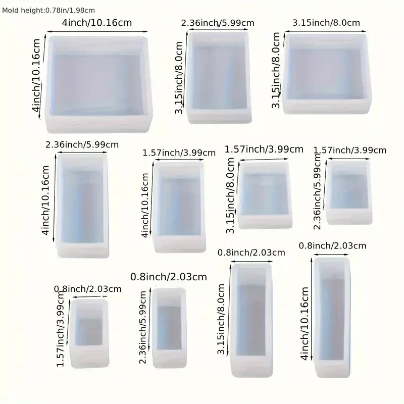11 ピース/セットエポキシ樹脂シリコンモールドキット正方形 - Silicone Epoxy Resin Molds Set のレビューと価格