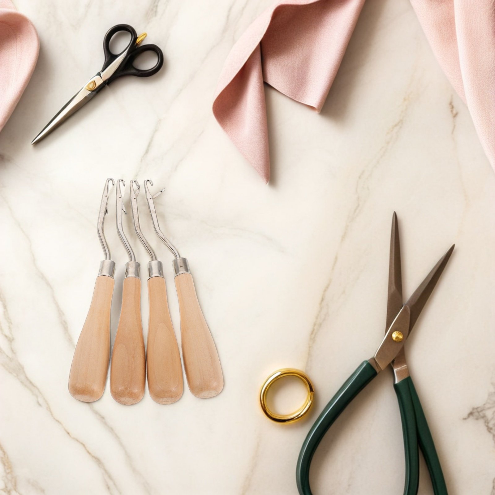 4本組のクロシェ針、人間工学に基づいた木製ハンドル付きラッチ - Wooden Crochet Hooks Ergonomic Handle のレビューと価格