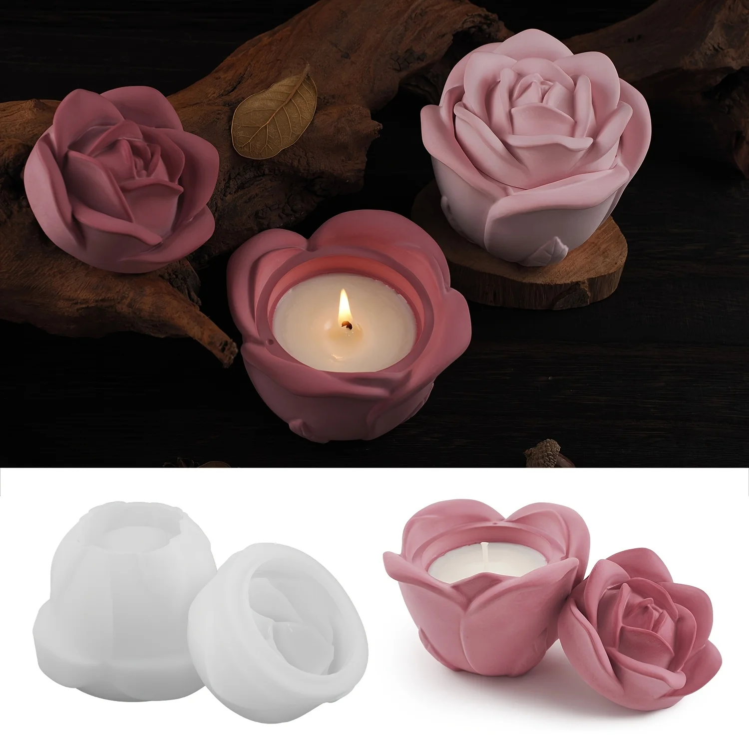 2ピースセット ローズ型シリコンモールド 蓋付き、エポキシ樹 - Silicone Epoxy Resin Molds Set のレビューと価格