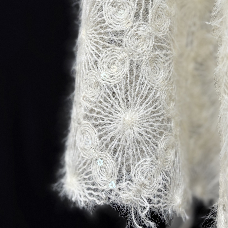 ホワイトモヘアレース生地ループ刺繍ダイヤモンドジャカードシア - Sewing のレビューと価格