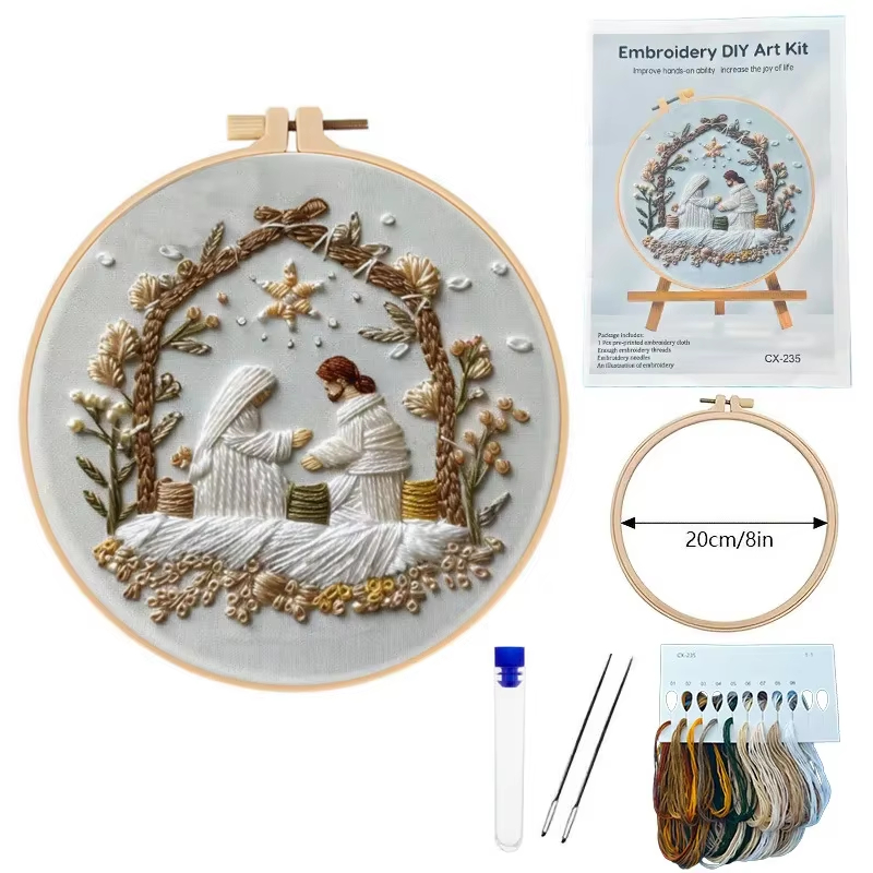 イエスの誕生 クリスマス刺繍キット 英語説明書付き 糸、ツー - Cotton Embroidery Thread Skeins のレビューと価格