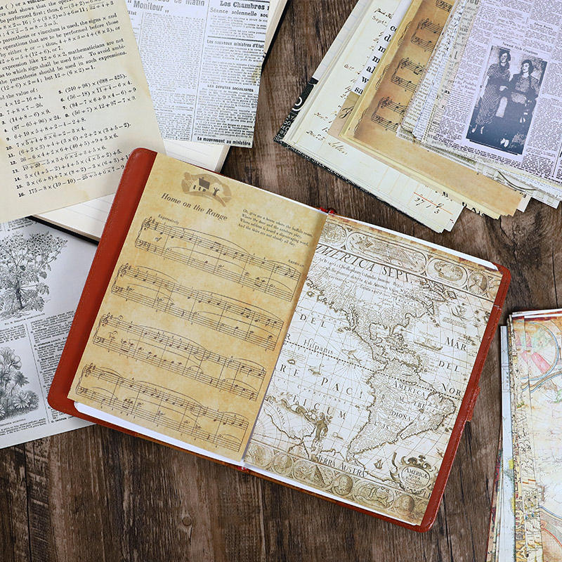 30 個古い地図花文字音楽ページ背景素材紙ジャンクジャーナル - Vintage Junk Journal Scrapbooking Paper のレビューと価格
