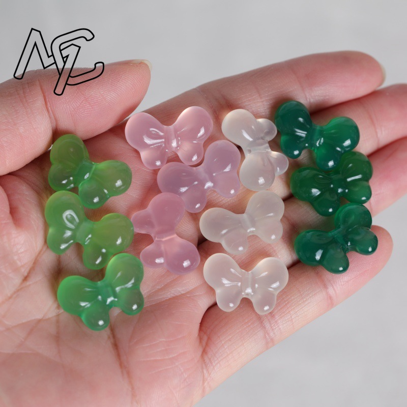 2PC 天然カルセドニー両面蝶ネクタイ DIY ペンダントビ - Beading のレビューと価格