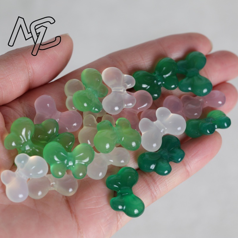 2PC 天然カルセドニー両面蝶ネクタイ DIY ペンダントビ - Beading のレビューと価格