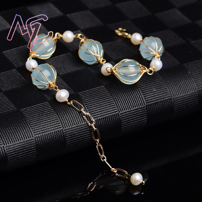 ブルーナチュラルジェイドビーズイヤリングファッションアクセサ - Beading のレビューと価格