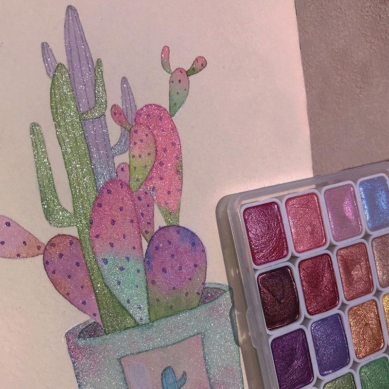 真珠光沢のある塗料ポータブル 20 色固体水彩アート水彩セッ - Watercolor Paint Set Solid Pigment のレビューと価格