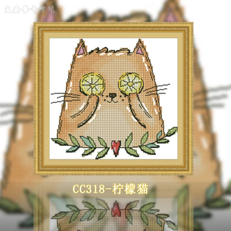 [CC318-レモン猫] |   初心者向けDIYクロスステ - Cross Stitch Stamped Kits Beginners のレビューと価格